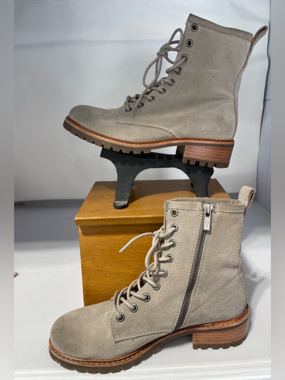 FRYE Suede Lace-Up Combat Boots